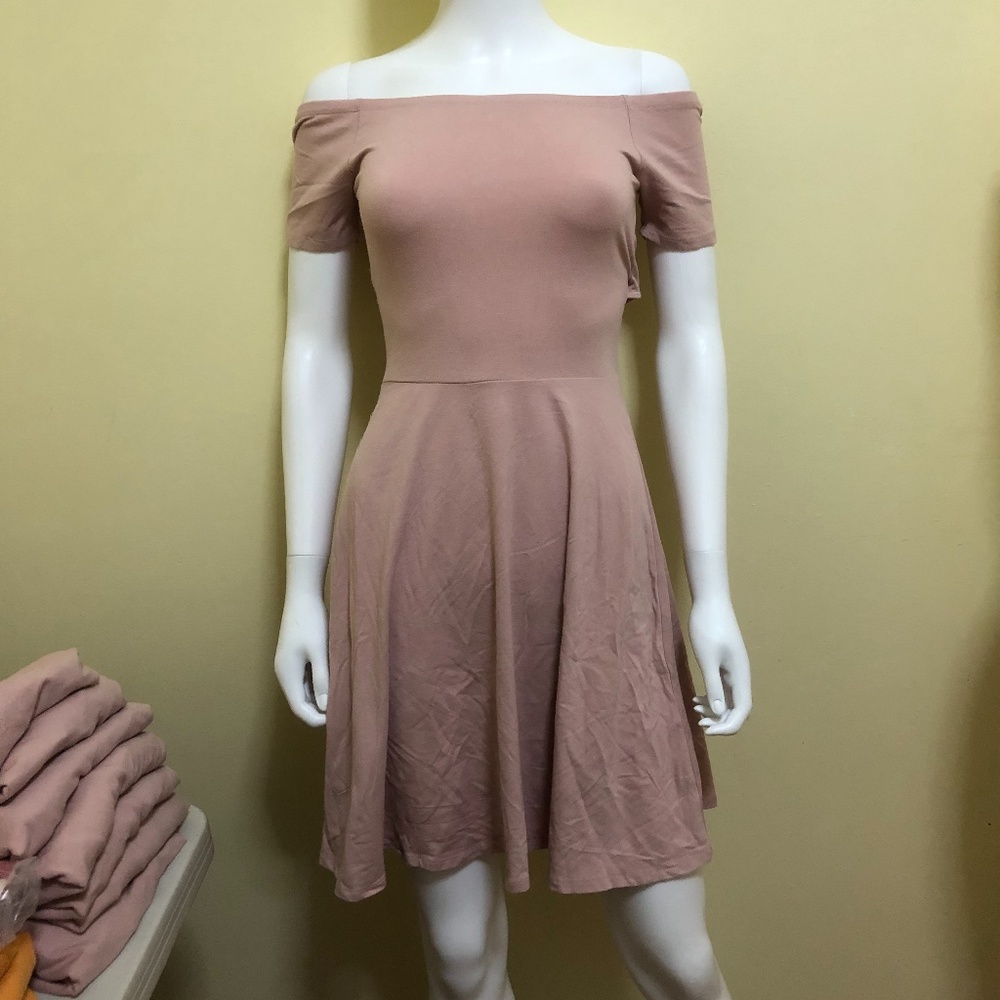 Rose Off Shoulder Dress With Cross Back